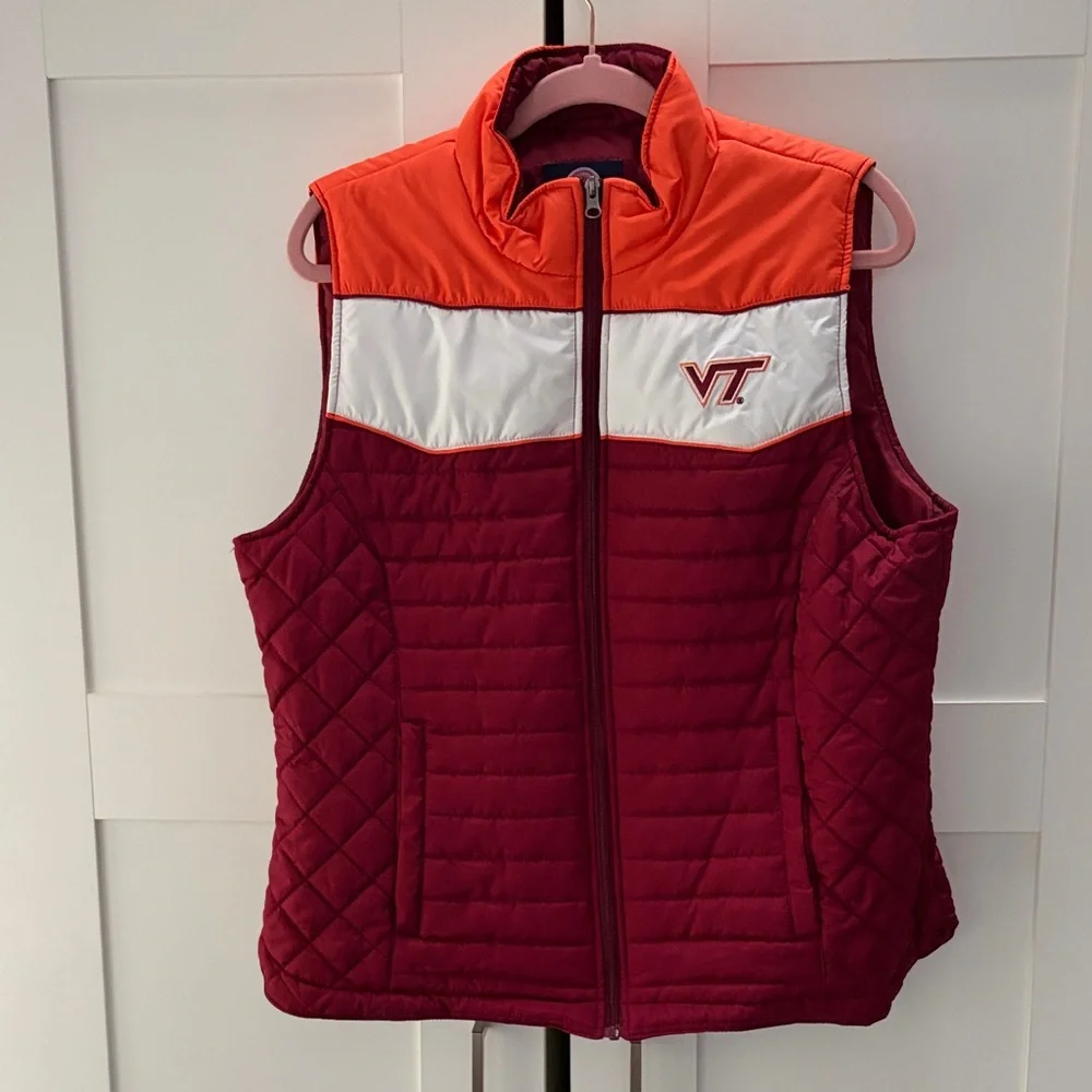 NWT Virginia Tech Quilted Vest in Maroon and Orange XL - Picture 1 of 13